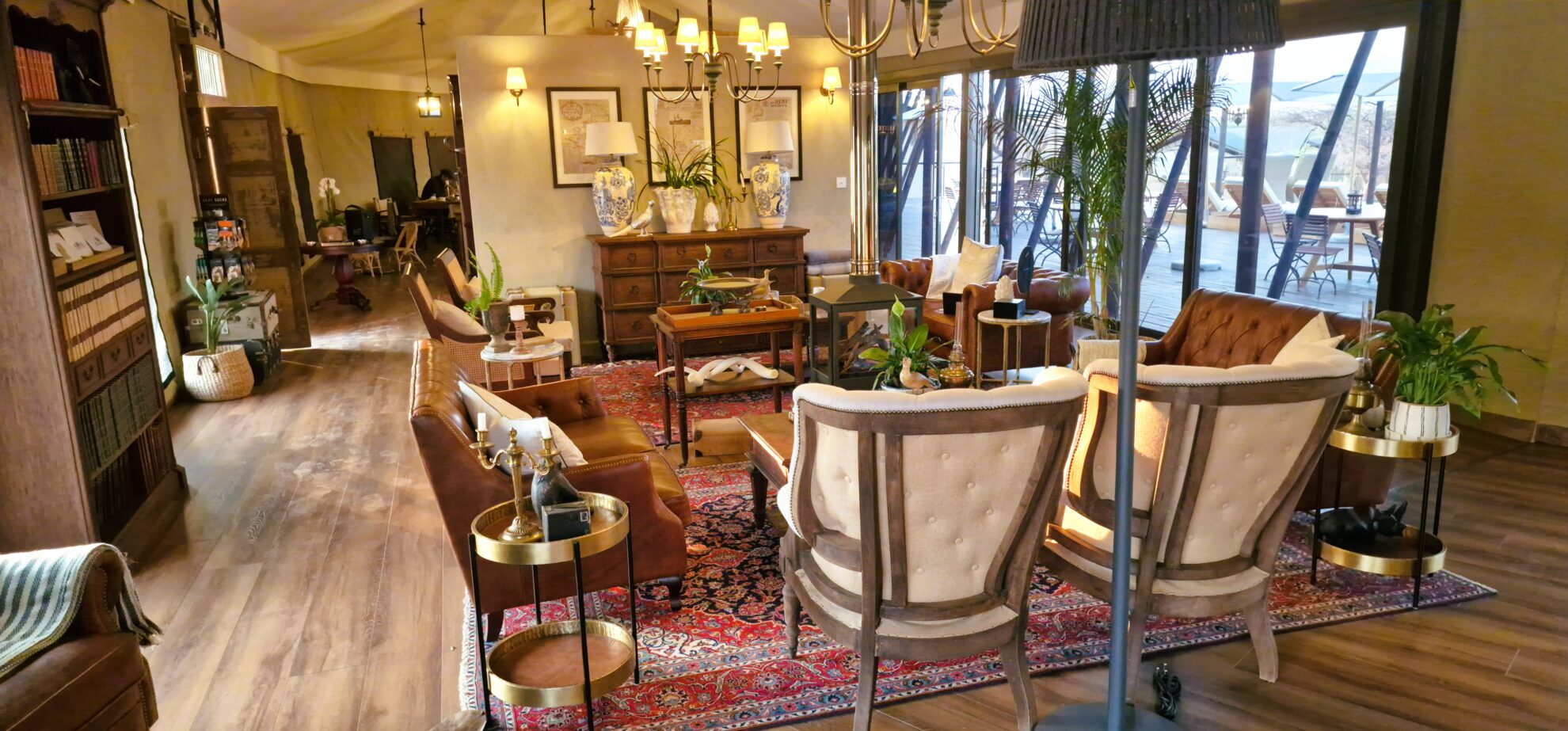 Namibia lodge dining setting.